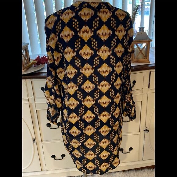 Navy & Gold Abstract Blouse XL - Picture 6 of 6